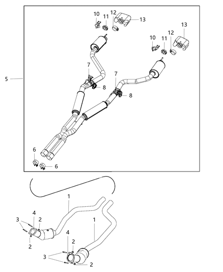 Muffler And Resonator Exhaust Diagram for 68420670AA