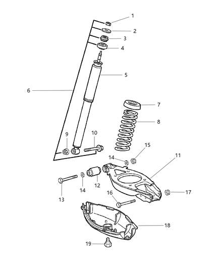 2006 Chrysler Crossfire Shock Absorber Suspension Rear Diagram for 5096751AA