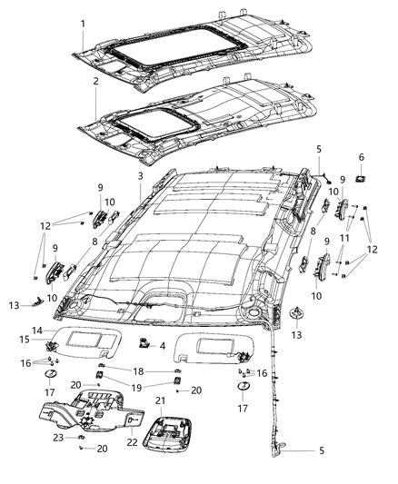 Headliner Skyliner Diagram for 6PK82DX9AB