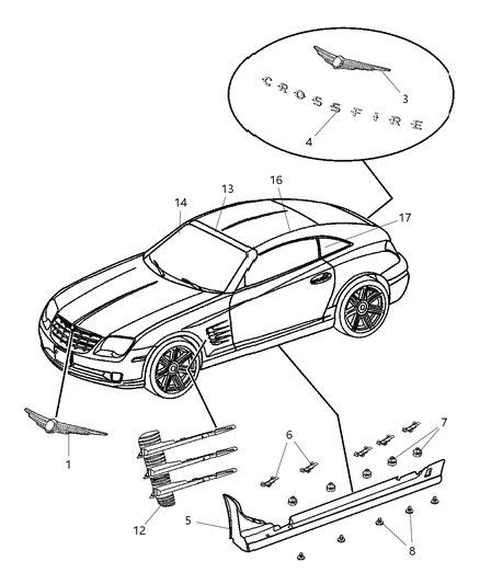 Sill Bodyside Diagram for YA03P41AA