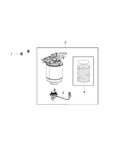 2013 Ram 2500 Housing Fuel Water Separator W/Heater Diagram for 68197866AA