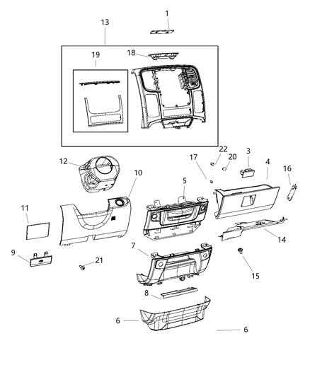 Panel Instrument Panel Closeout Under Ip Below Glove Box Diagram for 68154462AB