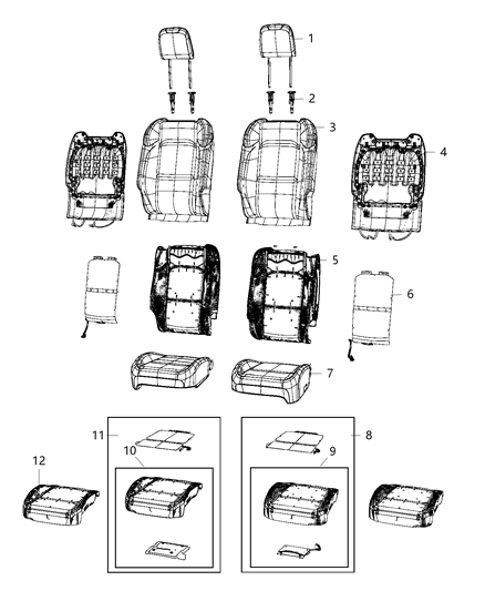 Cover Front Seat Cushion Diagram for 6ZH57TX7AB