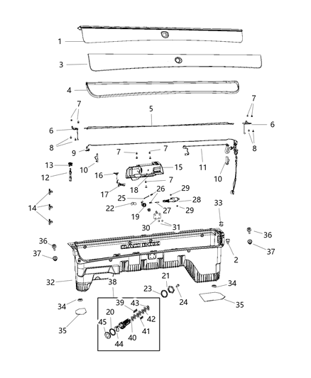 Cylinder Ram Box Lock Assembly Diagram for 68402267AB