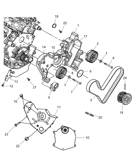 1985 Dodge D250 Cover Timing Case Diagram for 4892136AA