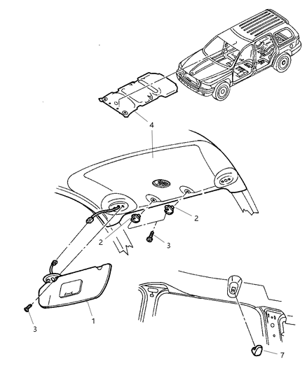 1995 Dodge Caravan Support Visor Diagram for 5GE11TL2AB