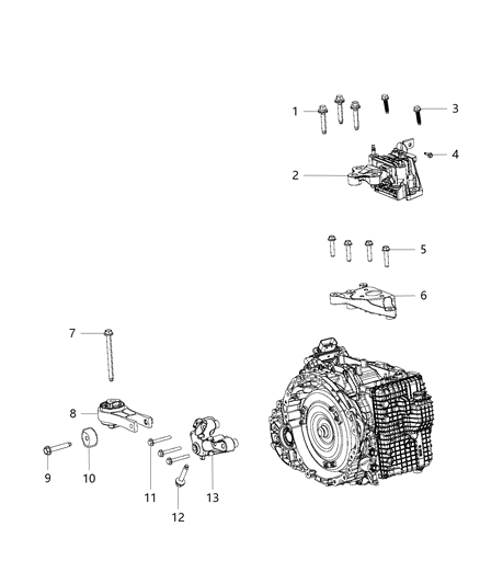 Isolator Transmission Mount Diagram for 68224742AA