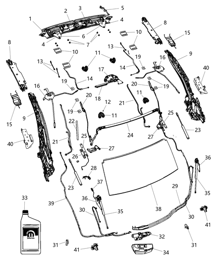 Bracket Folding Top Mounting Plate Diagram for 5115155AB