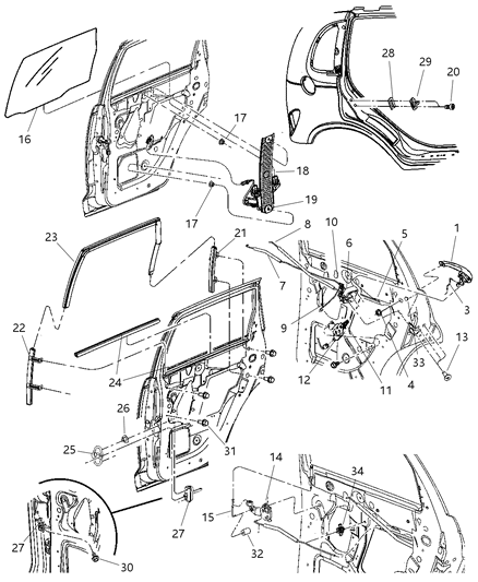 Latch Rear Door Diagram for 5027074AD