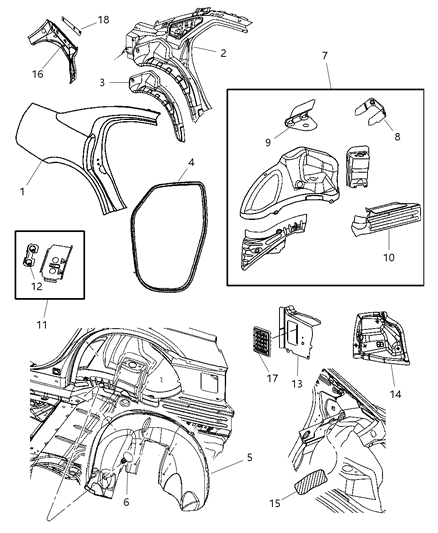 Panel Bodyside Aperture Rear Outer Diagram for 5174352AD
