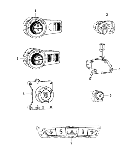 Switch Headlamp Leveling Diagram for 5081325AA