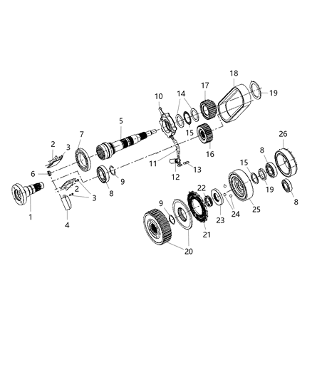 2014 Dodge Charger Mainshaft Transfer Case Diagram for 68147632AA