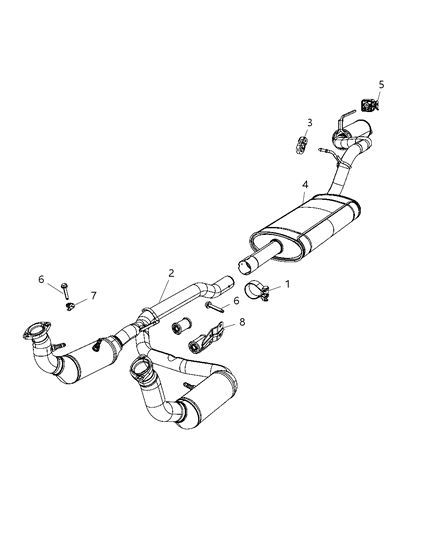 1997 Dodge Grand Caravan Muffler Exhaust Includes Resonator Diagram for 52125106AI