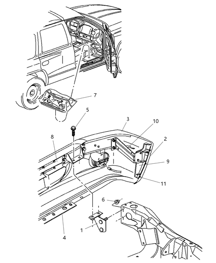 1993 Dodge Caravan Bracket Bumper Inner Diagram for 55077202AA