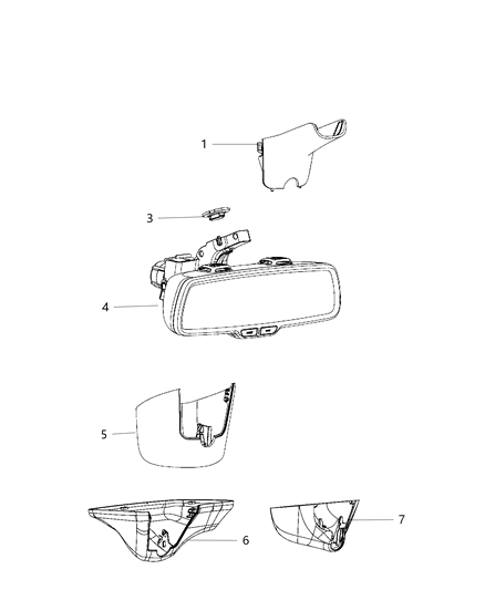 Mirror Inside Rearview Diagram for 68110891AF