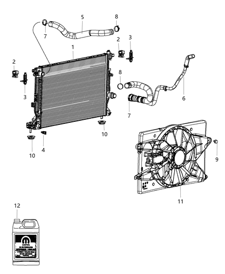1999 Chrysler Sebring Fan Module Radiator Cooling Diagram for 55111482AC