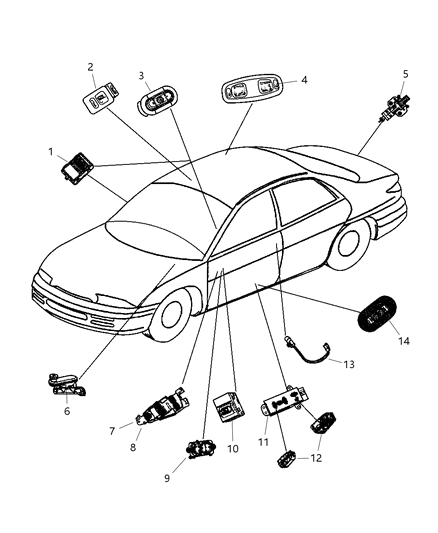 2012 Ram 1500 Switch Mirror Diagram for TA55VK9AA