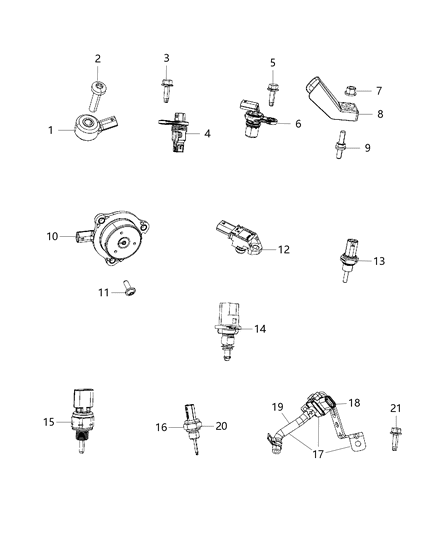 Sensor Pressure Crankcase Pressure Sensor Only Diagram for 68302774AC