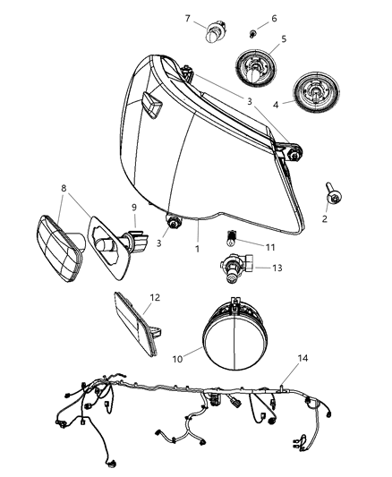 Headlamp Diagram for 5303746AE
