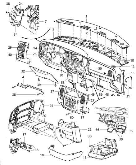 Bezel Instrument Panel Center Diagram for 5GV521DVAB