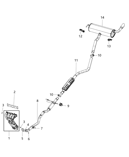 2018 Chrysler 300 Pipe Exhaust Front Diagram for 68225541AA