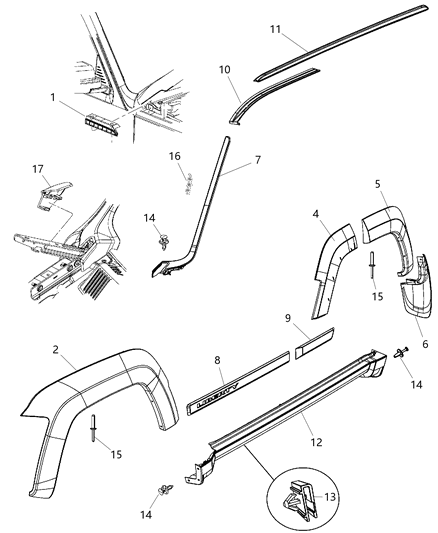Molding Roof Diagram for 57010239AC