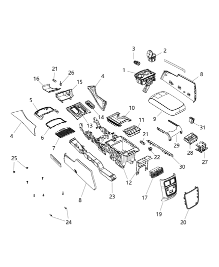 Armrest Console Diagram for 6LC27LK5AB