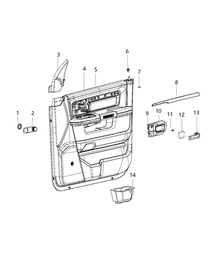 Panel Front Door Trim Diagram for 1VY491X8AG