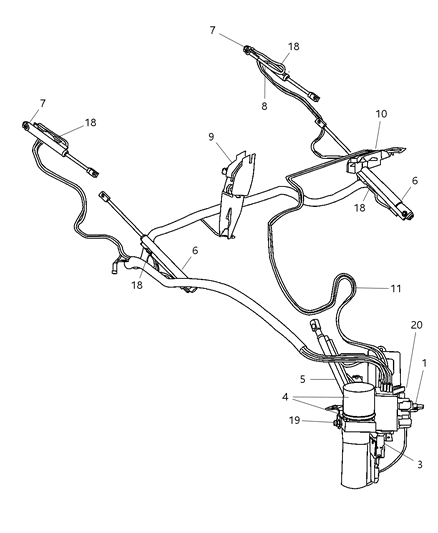 2006 Chrysler Crossfire Tube Assembly Hydraulic, Tonneau Cover Cylinder Hydraulic Diagram for 5142635AA