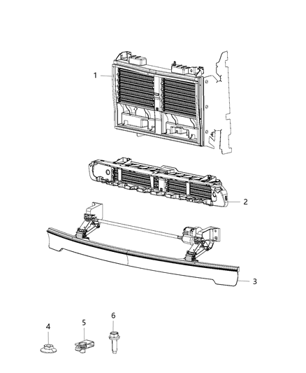 Radiator Shutter Assembly, Front Diagram for 68405073AD