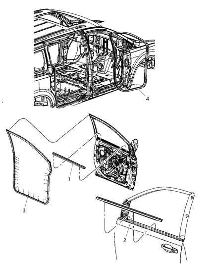 2007 Chrysler Aspen Weatherstrip, Front Door Belt Diagram for 5109807AC