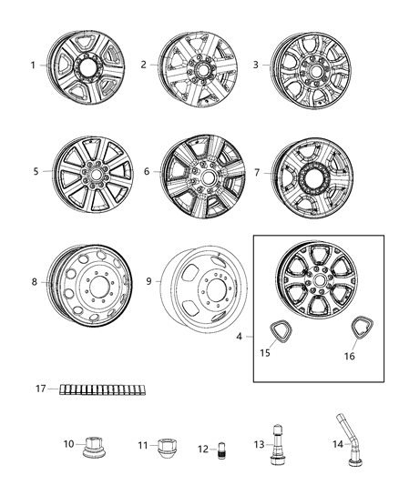 2009 Dodge Sprinter 3500 Wheel, Alloy Diagram for 1UD29XZAAB