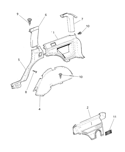 Panel Quarter Trim Diagram for 5EG02RT6AC