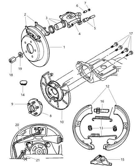 1998 Dodge Grand Caravan Pad Kit Rear Disc Brake Diagram for V2014036AB