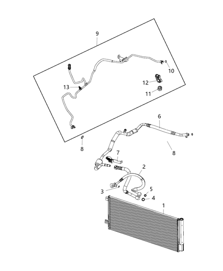 Line A/C Suction Diagram for 68335146AA