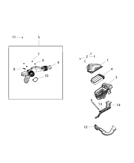 2008 Jeep Compass Body Air Cleaner Diagram for 68291136AB