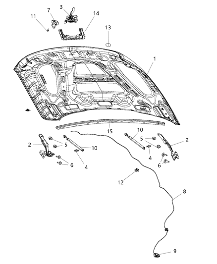 1992 Dodge Spirit Seal Hood Diagram for 68078126AF