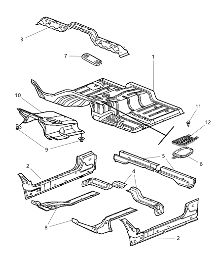 2001 Chrysler Concorde Pan Front Floor Diagram for 68036568AA