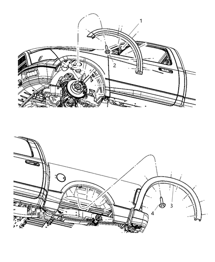 2011 Ram 3500 Molding Wheel Opening Flare Front Diagram for 1TD48TZZAA