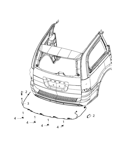 Sensor Blind Spot Detection Diagram for 68158109AC