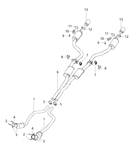 Muffler And Tailpipe Exhaust Diagram for 68453199AB