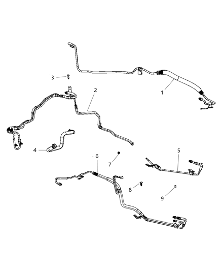 Hose Power Steering Pressure And Return Diagram for 5105087AE