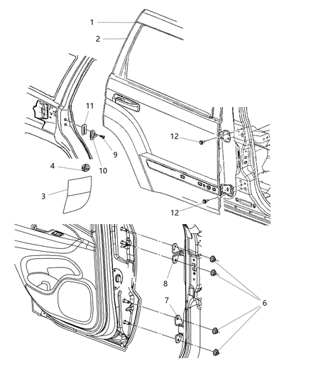 Door Rear Diagram for 55113635AJ
