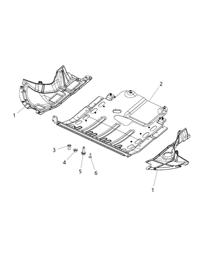 2015 Ram ProMaster 1500 Belly Pan Extension Front Diagram for 68163987AB