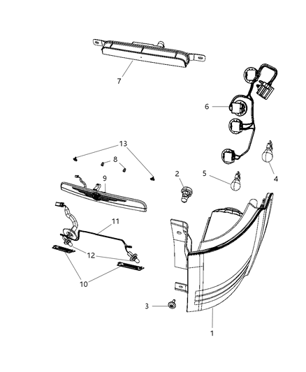 Lamp Center High Mounted Stop Diagram for 68083906AB