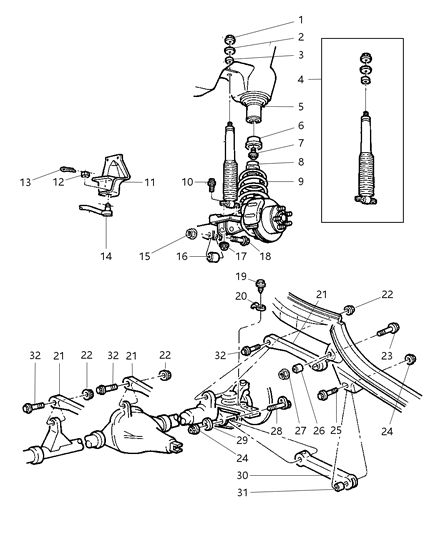 1990 Dodge D150 Shock Absorber Package Suspension Front Diagram for 4886533AG