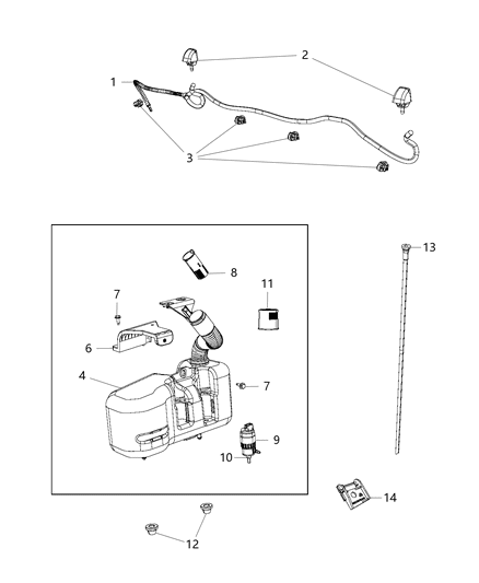 Bracket Washer Reservoir Diagram for 68134970AA