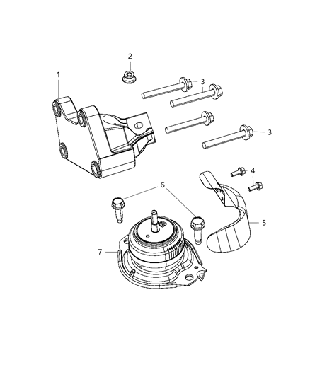 Bracket Engine Mount Right Side Diagram for 52124990AC