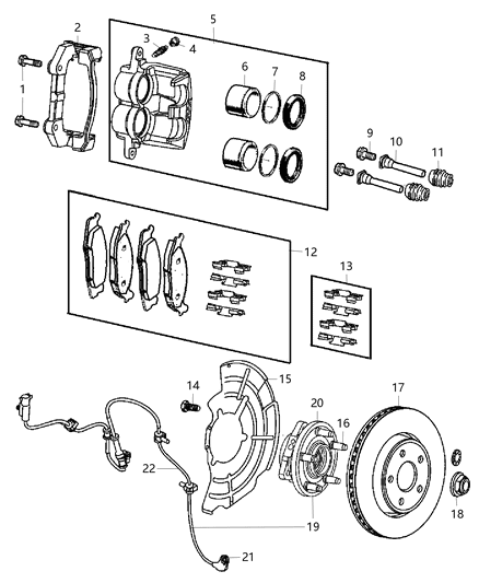 Pad Kit Front Disc Brake Diagram for 5080868AA