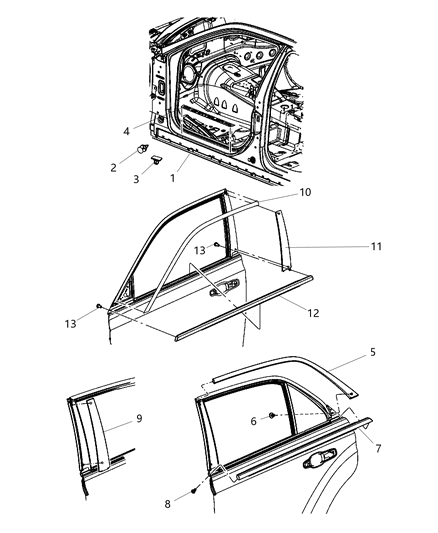 Molding Rear Door Diagram for 57010408AC